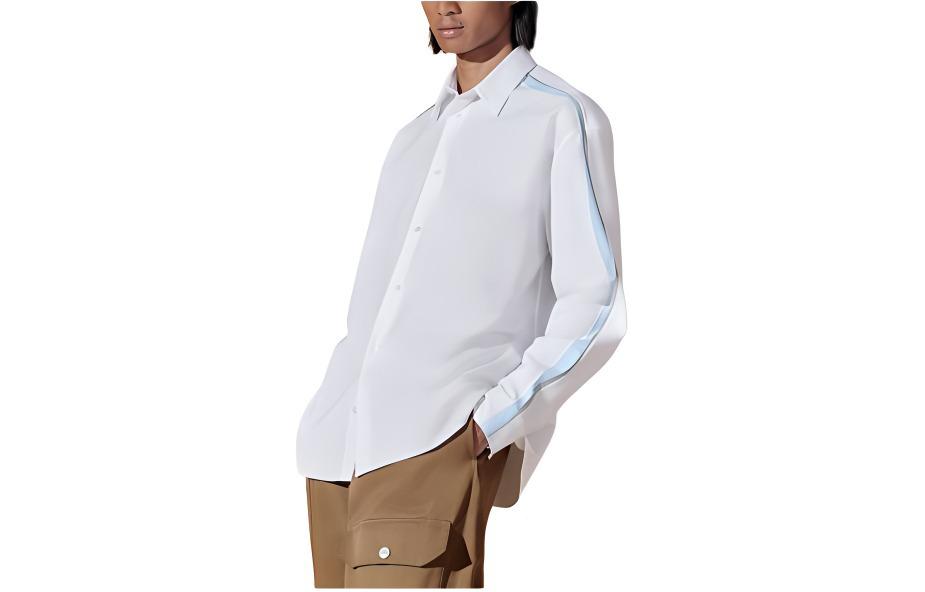 Order HERMES Baju Putih Lengan Panjang Single-Breasted Longgar Lelaki. H456420H290