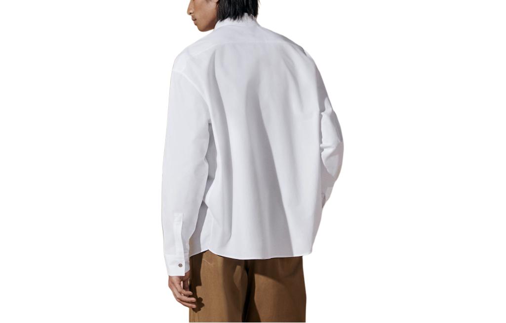 Lookbook HERMES Baju Putih Lengan Panjang Single-Breasted Longgar Lelaki. H456420H290