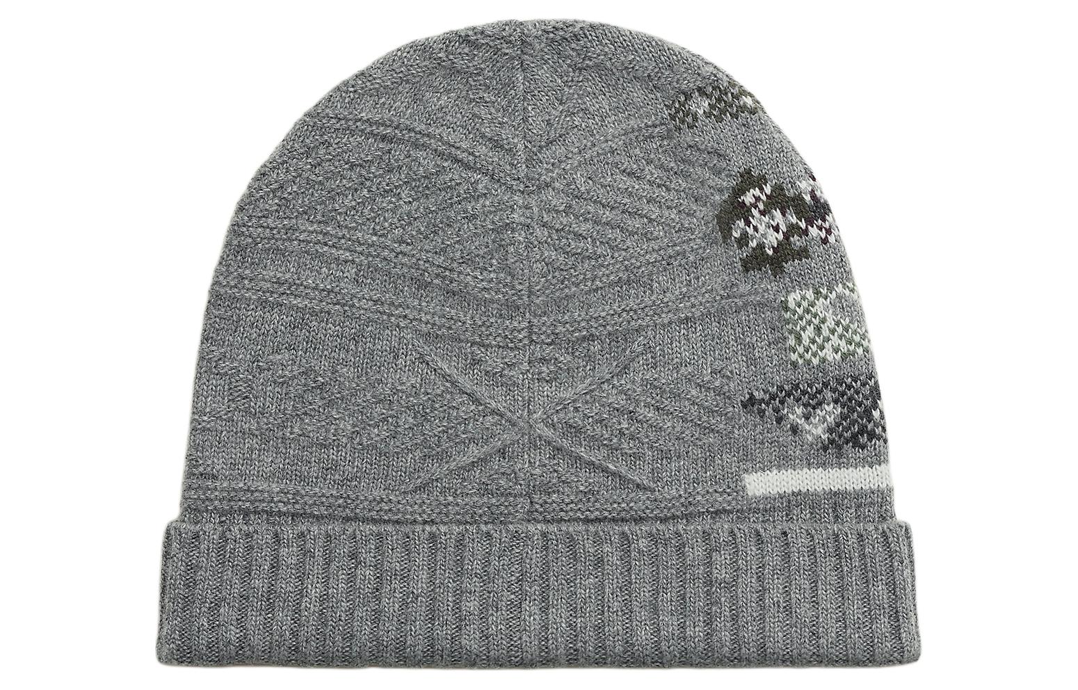 HERMES  Wool-Cashmere Geometric Knit Beanie - Gray H232105NvG9ME