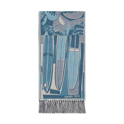 HERMES Woven Embroidered Wool Scarf - Ride the Waves Collection. H393161T-07