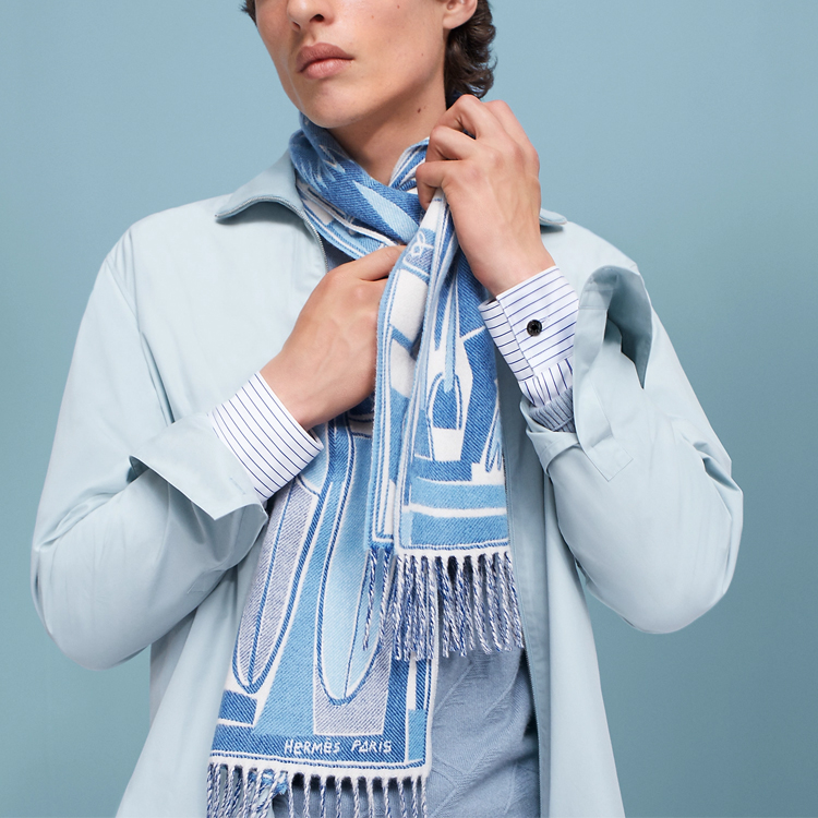 HERMES  Woven Embroidered Wool Scarf - Ride the Waves Collection. H393161T-07 圖 3