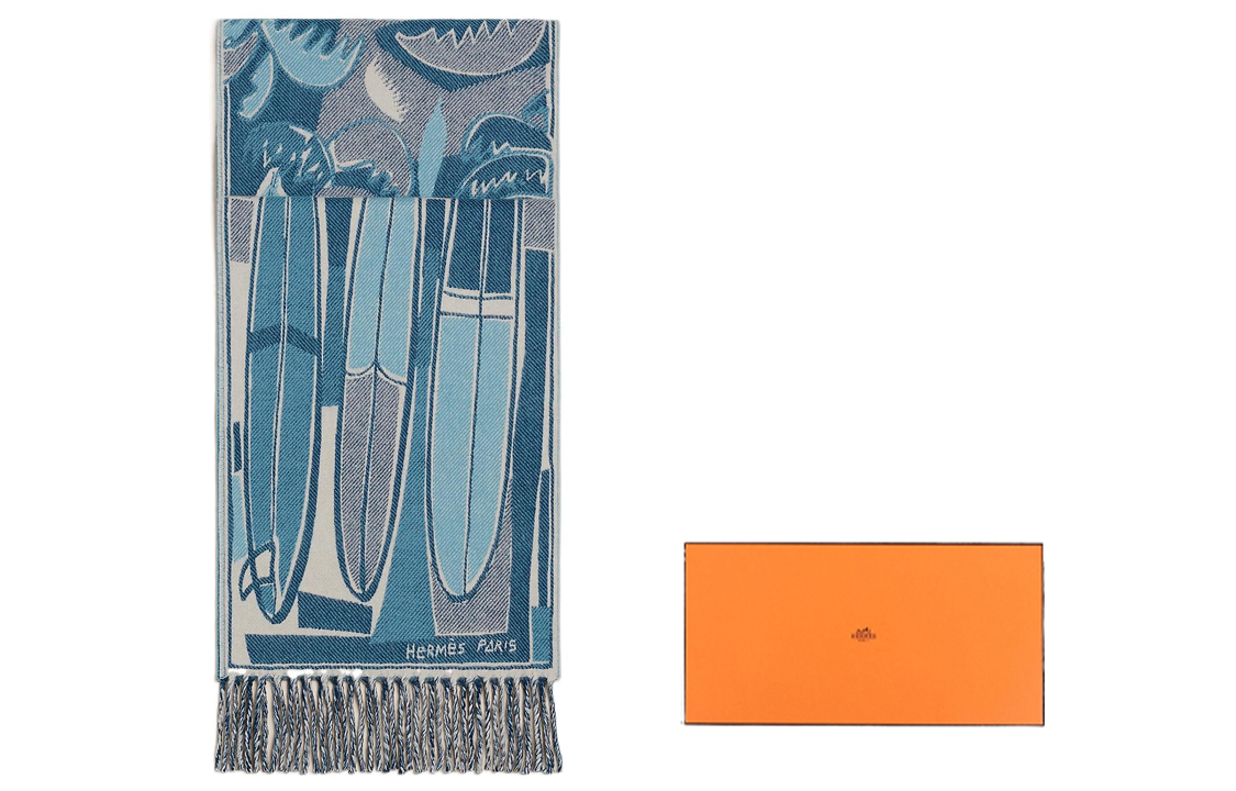 HERMES  Woven Embroidered Wool Scarf - Ride the Waves Collection. H393161T-07 圖 4