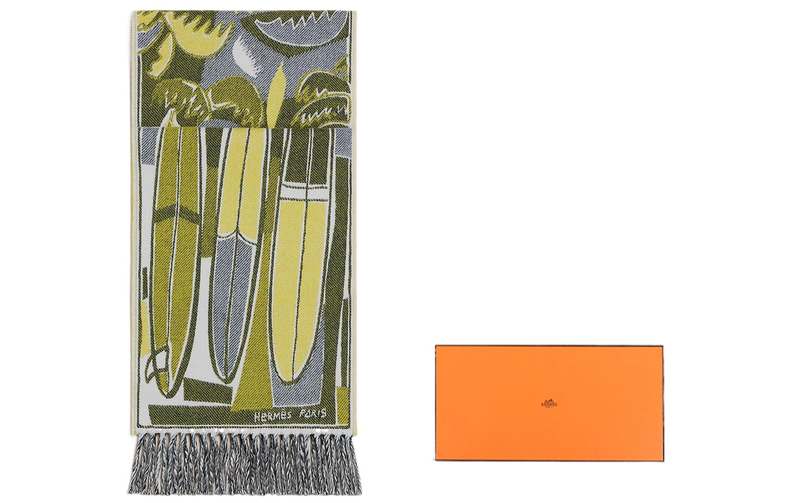 HERMES  Yellow Knitted Wave Series Jacquard Scarf H393161T-06 圖 2