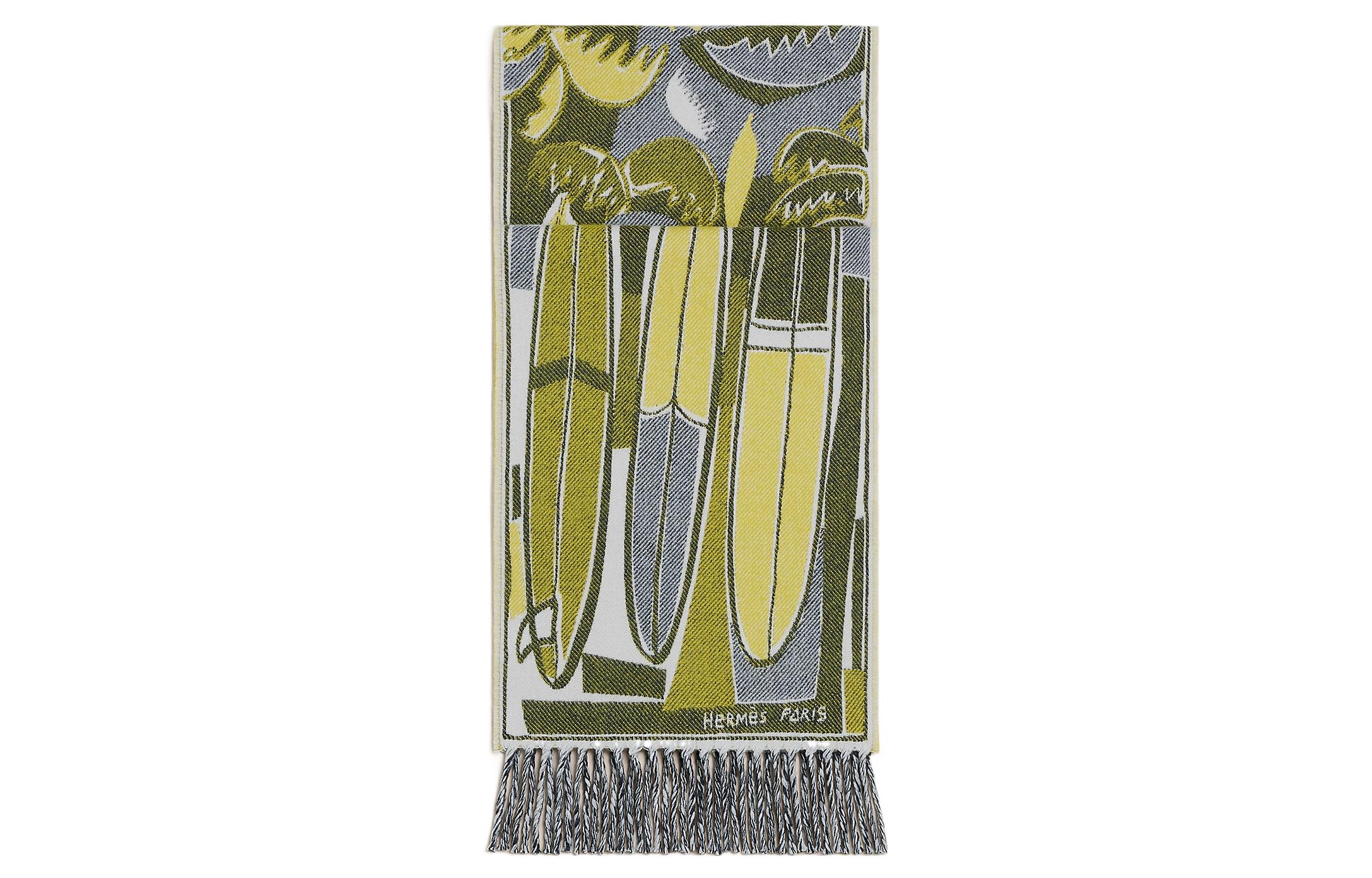 HERMES  Yellow Knitted Wave Series Jacquard Scarf H393161T-06 圖 3