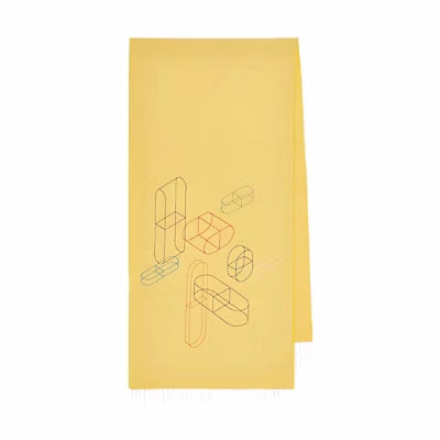 HERMES Yellow Scarf with Line Print Wool Design. H393801T 02