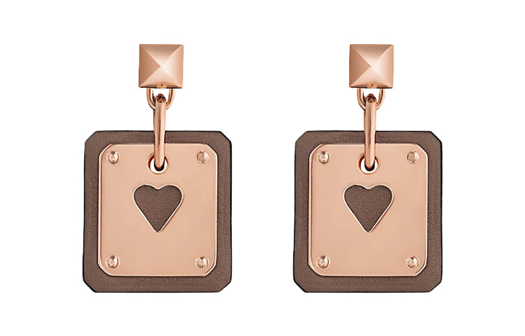 HERMES Ace of Hearts Earrings Rose Gold Elephant Gray Small H081864CD18 圖 2