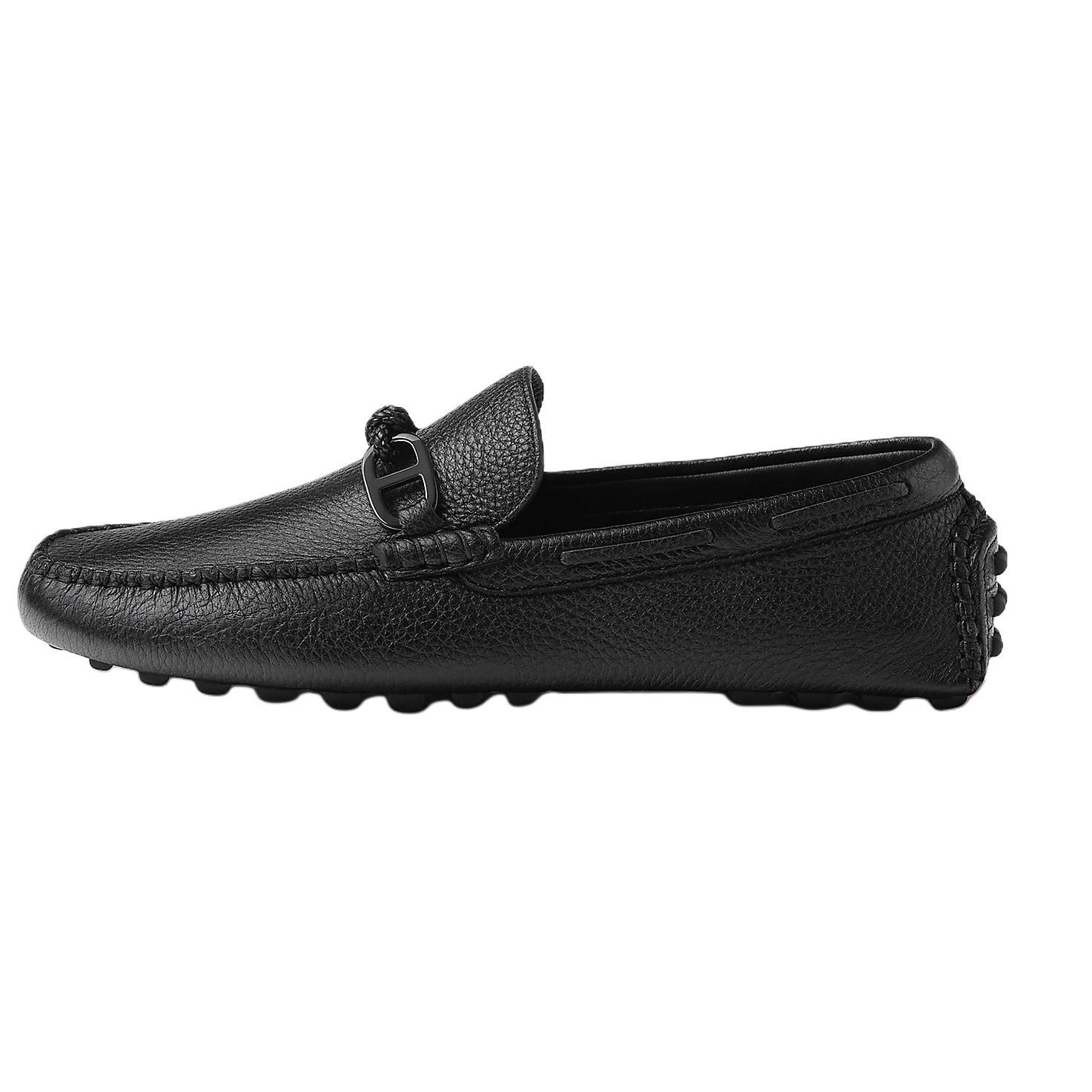HERMES Alessandro Suede Loafers with Buckle Black Driving Shoes H242895Z H01