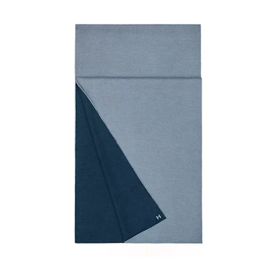 HERMES Aller-Retour Reversible Wool Scarf Blue for Men H733631T-43