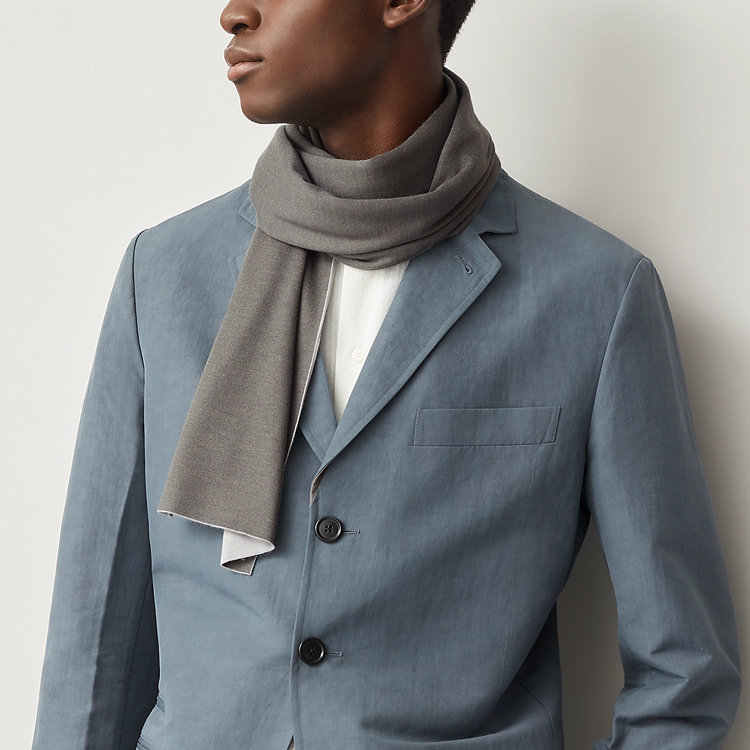 HERMES Aller-Retour Reversible Wool Scarf Unisex Gray Couples Style H733631T 82 圖 3