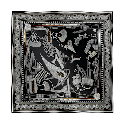 HERMES Alphabet Logo Scarf Unisex Couples Style Multicolor. H244048S 03
