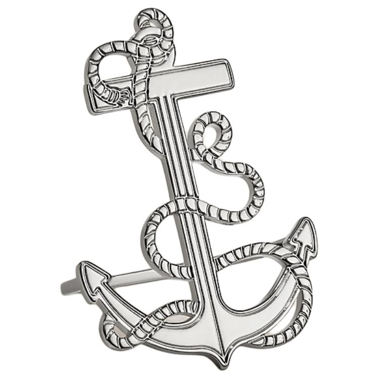 Hermes Ancre Marine Anchor Scarf Ring Unisex Brass Silver - Couple's Edition. H603633S 00