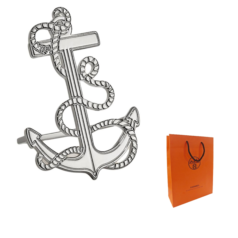 Hermes Ancre Marine Anchor Scarf Ring Unisex Brass Silver - Couple's Edition. H603633S 00 圖 4