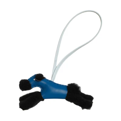 HERMES Animal Design Merino Wool Keychain Unisex Black/France Blue/Mist Blue. H083349CA