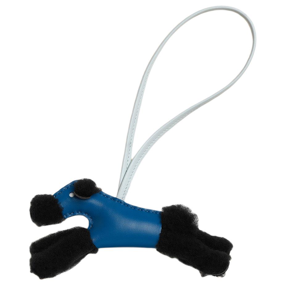 Order HERMES Animal Design Merino Wool Keychain Unisex Black/France Blue/Mist Blue. H083349CA