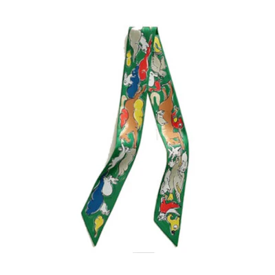 HERMES Animal Print Green Scarf Unisex Couple Design H064007S 08