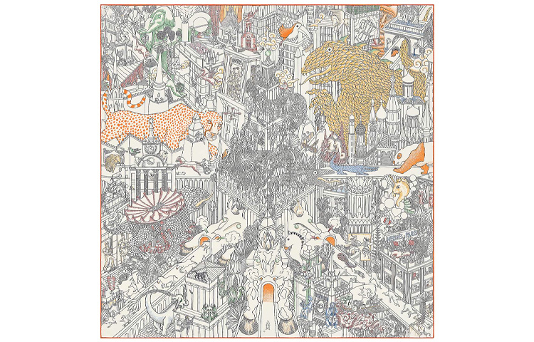 Hermes Animapolis Orange Silk Scarf H003275S-16