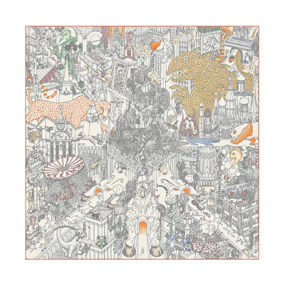 Hermes Animapolis Orange Silk Scarf H003275S-16