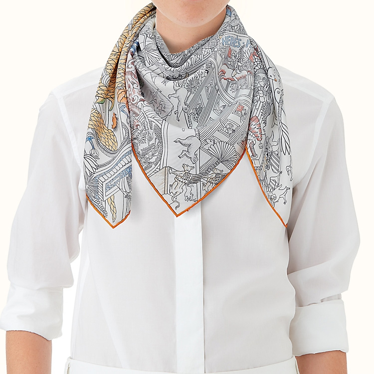 Hermes Animapolis Orange Silk Scarf H003275S-16 圖 3