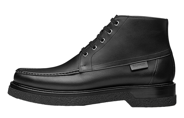 HERMES Ankle Boot 'Black Leather Lace-Up' H212955Z-H01