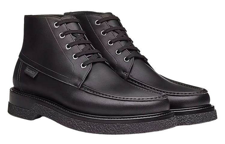 Shop HERMES Ankle Boot 'Black Leather Lace-Up' H212955Z-H01