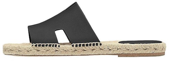 HERMES Antigua 'Black Leather Flat Sandals' H201485Z-H01 HERMES Antigua 'Black Leather Flat Sandals' H201485Z-H01