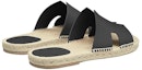 Shop HERMES Antigua 'Sandal Kulit Rata Hitam' H201485Z-H01