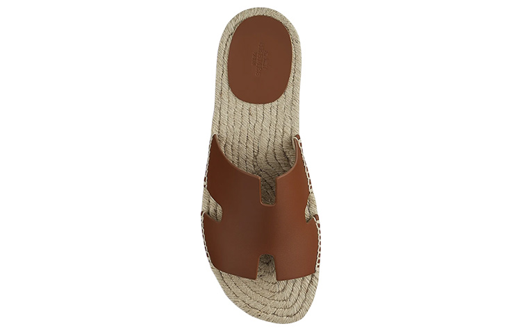 Shop HERMES Antigua 'Brown Calfskin & Woven' H201485Z-H03