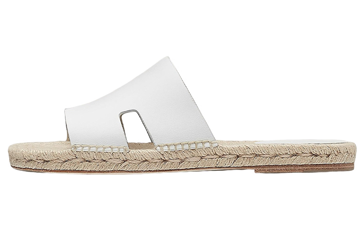 HERMES Antigua 'White Calfskin Slip-On Sandals' H201485Z-H90