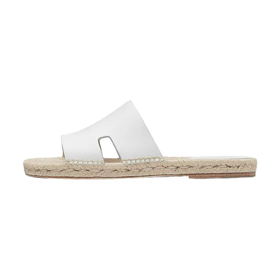 HERMES Antigua 'White Calfskin Slip-On Sandals'