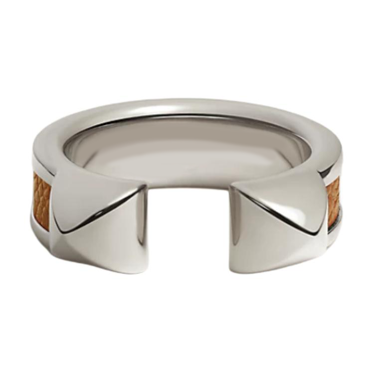 HERMES Athena Series Silver Calfskin Ring Unisex Couple Design. H500348FK3755