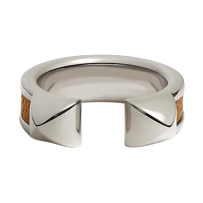 HERMES Athena Series Silver Calfskin Ring Unisex Couple Design. H500348FK3755