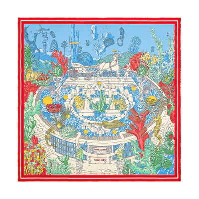 HERMES Atlantis Library 70cm Scarf Multicolor H983571S-08