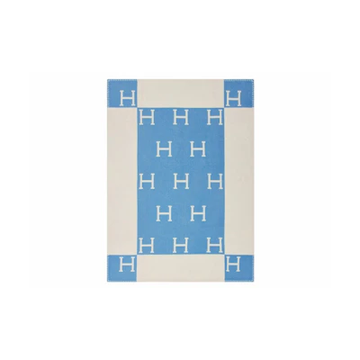 Hermes Avalon Baby Blanket Bleu Genievre/Blanc
