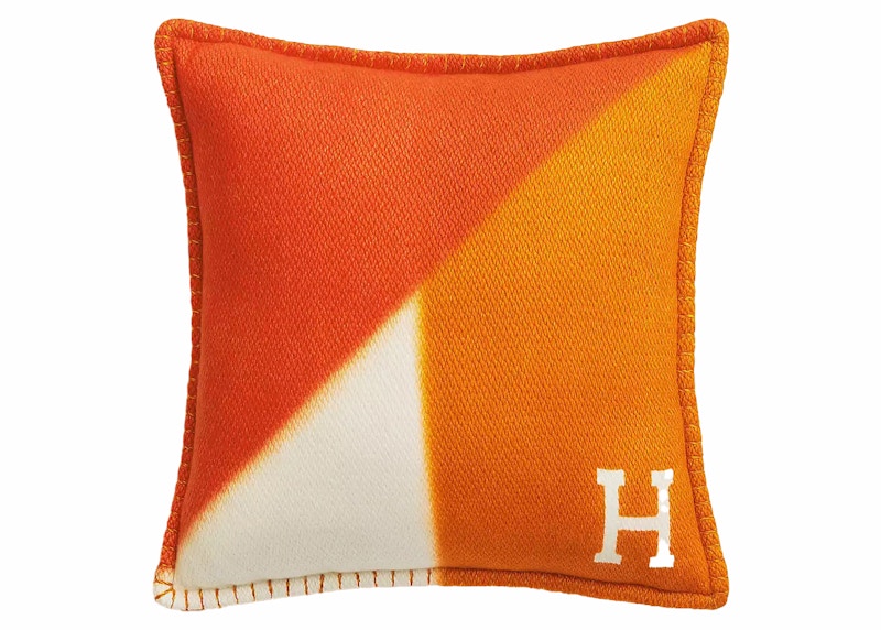 Buy Hermes Avalon拼圖枕頭 罌粟紅/陶土色