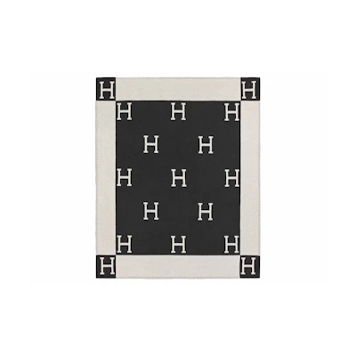 Hermes Avalon Throw Blanket Ecru/Gris Fonce