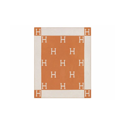 Hermes Avalon Throw Blanket Ecru/Potiron
