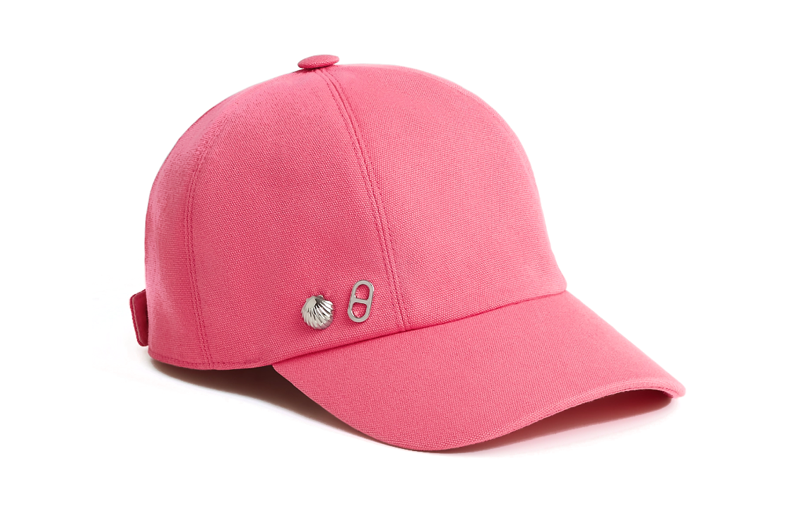 Shop HERMES Badge Design Cotton Pink Cap Unisex Couple Style. H241064N RA56