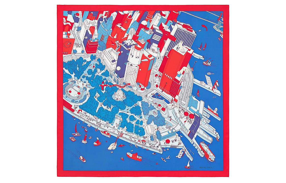 HERMES Battery Park Silk Scarf 90x90 Multi-color Square Scarf. H003164S-25