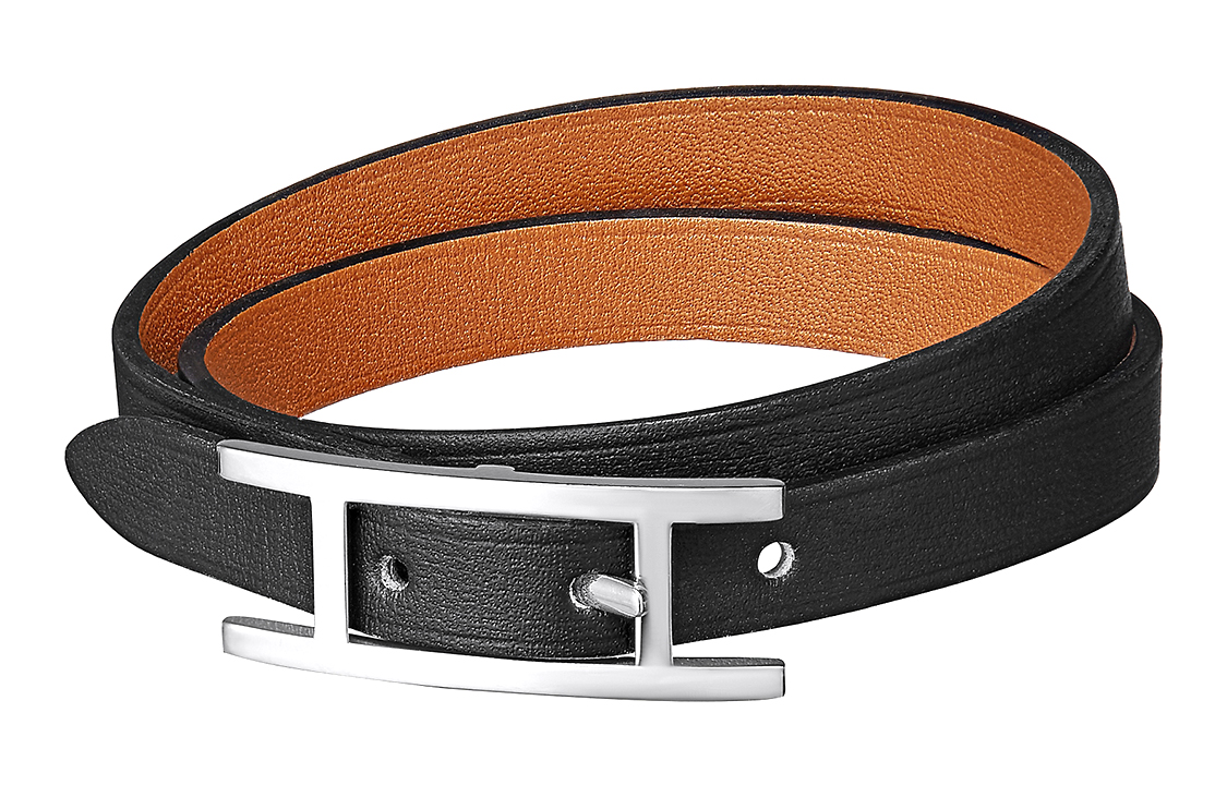 HERMES Behapi Double Tour Bracelet Black/Light Brown H064692CKAA