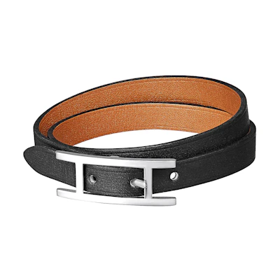 HERMES Behapi Double Tour Bracelet Black/Light Brown H064692CKAA