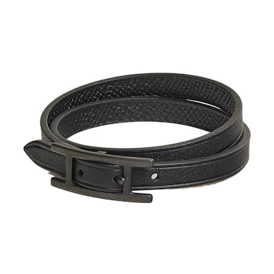 HERMES Behapi Swift & Epsom Double Tour Leather Bracelet Unisex Black H010700CHAAT5