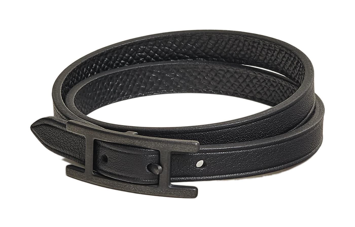 Order 에르메스 베하피 스위프트&에프솜 더블 투어 가죽 팔찌 유니섹스 블랙 H010700CHAAT5