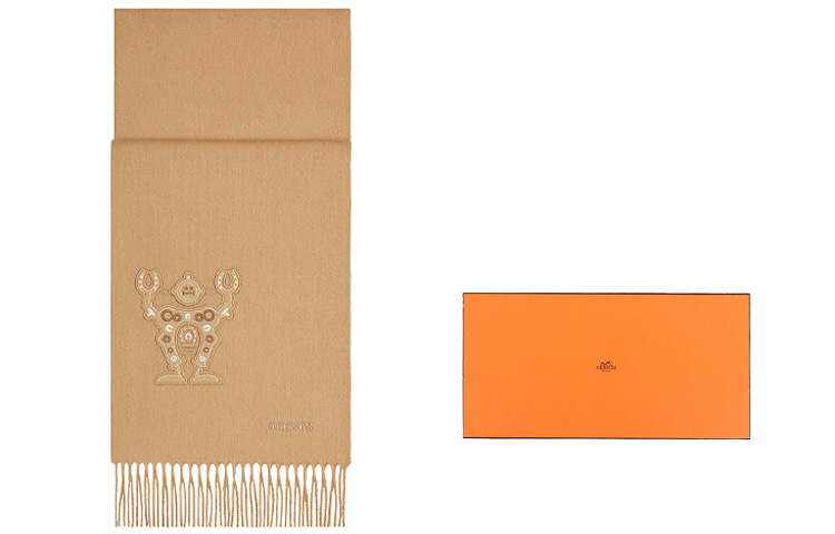 HERMES Beige Robot Scarf Brown H393765T-05