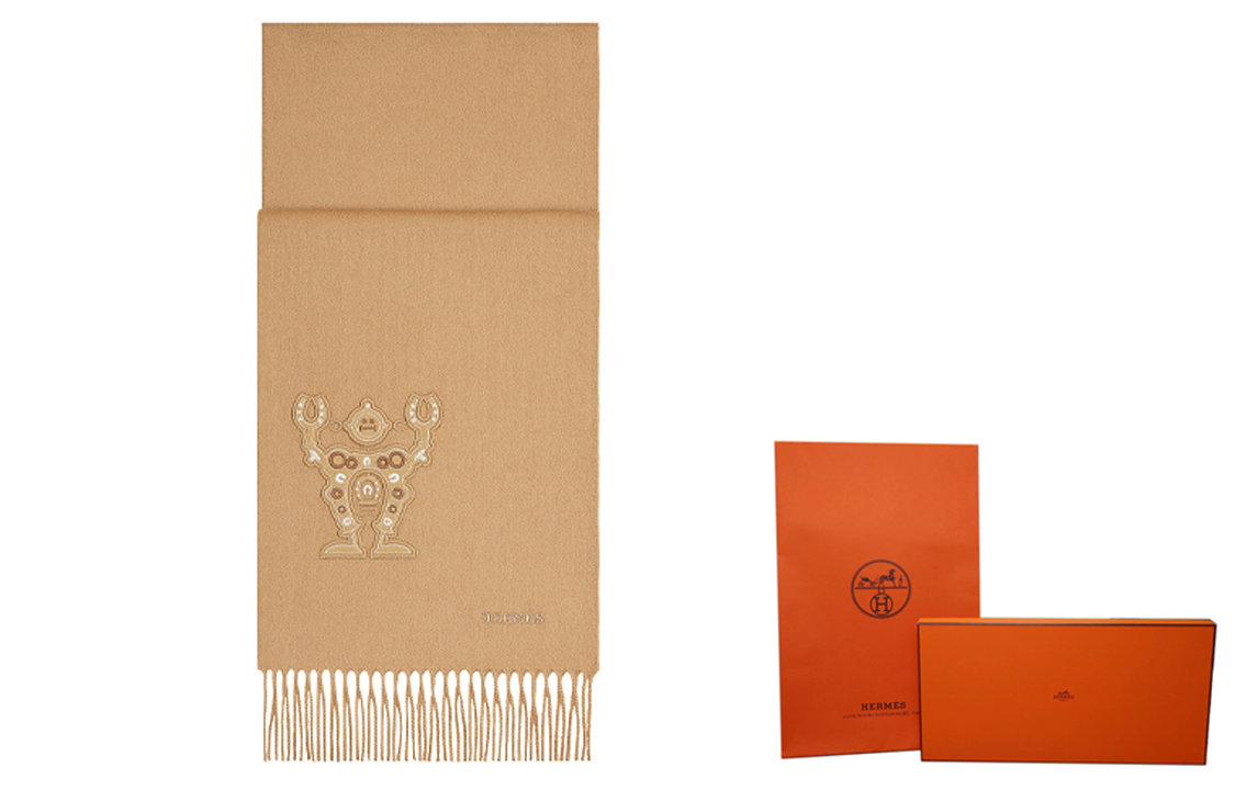 HERMES Beige Robot Scarf Brown H393765T-05 圖 2