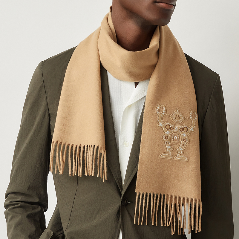 HERMES Beige Robot Scarf Brown H393765T-05 圖 5