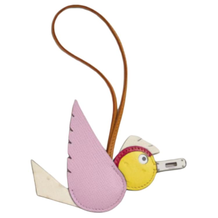 Order HERMES Birdy Calfskin Animal Design Keychain Unisex Couple Charm Multi-color H083884CKAC