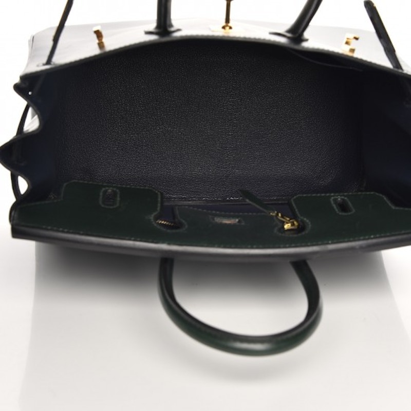 Lookbook 爱马仕 Birkin 25 黑绿色 Box 皮质手袋