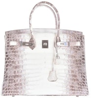 Hermes Birkin Himalayan Niloticus Crocodile Matte 35 White, Brown Hermes Birkin Himalayan Niloticus Crocodile Matte 35 White, Brown