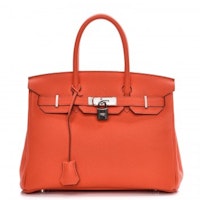Hermes Birkin Taurillon Clemence 30 Orange Poppy Hermes Birkin Taurillon Clemence 30 Orange Poppy
