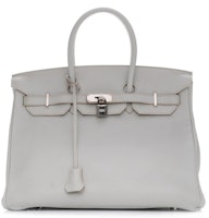 Hermes Birkin Taurillon Clemence 35 Gris Perle Hermes Birkin Taurillon Clemence 35 Gris Perle